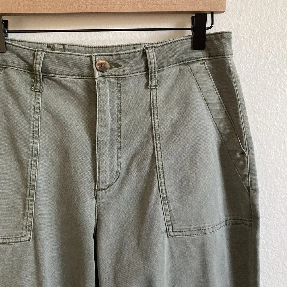 Old Navy High Waisted Straight Canvas Workwear Khaki Pants Green Womens 8 - Picture 3 of 8